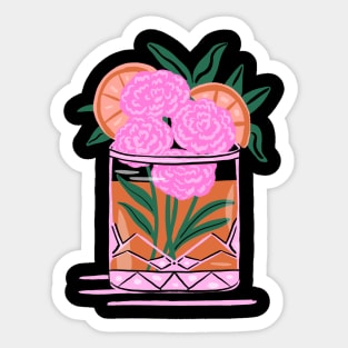 Whiskey Sour Cocktail with Marigolds Sticker